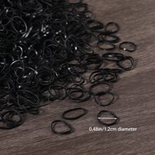 1500pcs Girls' Simple Black Mini Disposable Hair Ties In A Container, Suitable For Everyday Use - Black - View 3