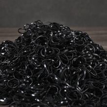 1500pcs Girls' Simple Black Mini Disposable Hair Ties In A Container, Suitable For Everyday Use - Black - View 6