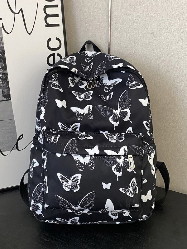 Grande Capacidade, À Prova D’Água, Leve, Portátil, Clássico, Casual, Cor Sólida, Grande Capacidade, Moda, Padrão Borboleta, Mochila Funcional, Perfeita Para Festas De Volta Às Aulas, Saídas, Clubes, Baladas, Encontros, Encontros Para Adolescentes, Estudantes Universitários, Elegante, Y2K Para Meninas Adolescentes Estudantes Universitários Femininos Perfeitos Para Escola, Ensino Médio, Ensino Médio, Faculdade, Trabalho, Negócios, Deslocamento Diário, Volta Às Aulas