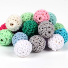 20入組16MM天然木混合顏色勾織珠子可咀嚼珠子DIY木頭出牙期針織珠子首飾類嬰兒床感官玩具牙膠適用於家庭禮品 - 彩色 - 查看 7