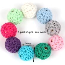 20入組16MM天然木混合顏色勾織珠子可咀嚼珠子DIY木頭出牙期針織珠子首飾類嬰兒床感官玩具牙膠適用於家庭禮品 - 彩色 - 查看 5