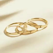 1pc Simple & Delicate Constellation Sign Ring For Women, Stainless Steel With 18k Gold Plating, Suitable For Daily Wear And Birthday Gift Giving