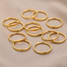 1pc Simple & Delicate Constellation Sign Ring For Women, Stainless Steel With 18k Gold Plating, Suitable For Daily Wear And Birthday Gift Giving