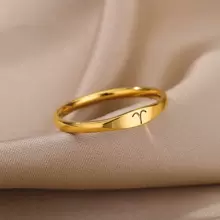 1pc Simple & Delicate Constellation Sign Ring For Women, Stainless Steel With 18k Gold Plating, Suitable For Daily Wear And Birthday Gift Giving