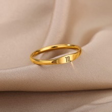 1pc Simple & Delicate Constellation Sign Ring For Women, Stainless Steel With 18k Gold Plating, Suitable For Daily Wear And Birthday Gift Giving