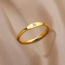 1pc Simple & Delicate Constellation Sign Ring For Women, Stainless Steel With 18k Gold Plating, Suitable For Daily Wear And Birthday Gift Giving