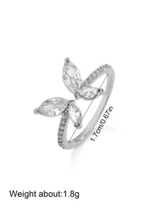 1 pezzo Anello alla moda doppio a forma di farfalla regolabile decorato con zirconia cubica per donne