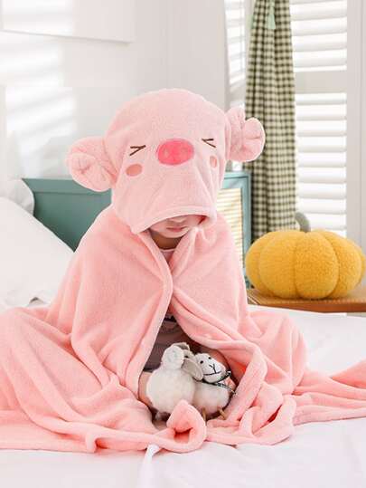 柔軟的,吸水和不脫落珊瑚絨孩子們的連帽披肩帶卡通設計,可用在70*140或者尺寸適用於游泳,洗澡或者作為A毛巾或者睡袍