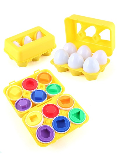 6pcs Children Educational Smart Egg With Graphics And Shapes