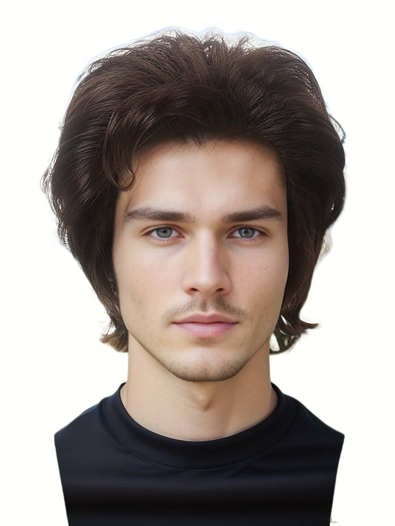 深棕色80年代男士假髮,短款70年代迪斯科男士假髮,適用於男子搖滾80年代主題派對cosplay服裝動漫搖滾假髮 - 棕色 - 查看 1