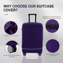 Funda para maleta, protector de viaje elástico y a prueba de polvo para maleta, bolsa de unicolor para accesorios y útiles escolares - Morado - Ver 4