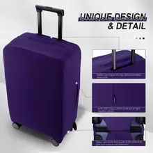 Funda para maleta, protector de viaje elástico y a prueba de polvo para maleta, bolsa de unicolor para accesorios y útiles escolares - Morado - Ver 2