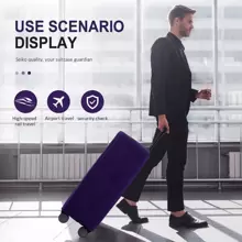 Funda para maleta, protector de viaje elástico y a prueba de polvo para maleta, bolsa de unicolor para accesorios y útiles escolares - Morado - Ver 5