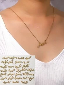 1入組簡約風和時髦個性化字體女性姓名吊墜項鍊 - 金黃色 - 查看 1