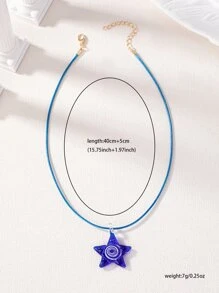 1pc Handmade Swirl Glass Star Pendant Cord Necklace For Women - Summer Jewelry (Shape And Color Are Random)