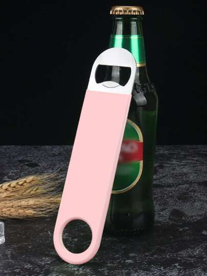 1 st ölöppnare i rostfritt stål med plastbeläggning, kreativt multifunktionellt verktyg för läsk- och ölöppning, för utomhusbruk, camping, present till pappa