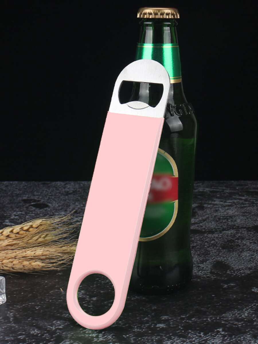 1 件不锈钢啤酒开瓶器，带塑料涂层，创意多功能苏打水和啤酒开瓶器，适合户外、露营、送给父亲的礼物 - 粉色 - 查看 1
