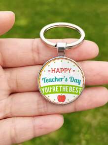 1個快樂教師節你是最棒的風格鑰匙扣鑰匙鏈時尚禮品 - 銀色 - 查看 2