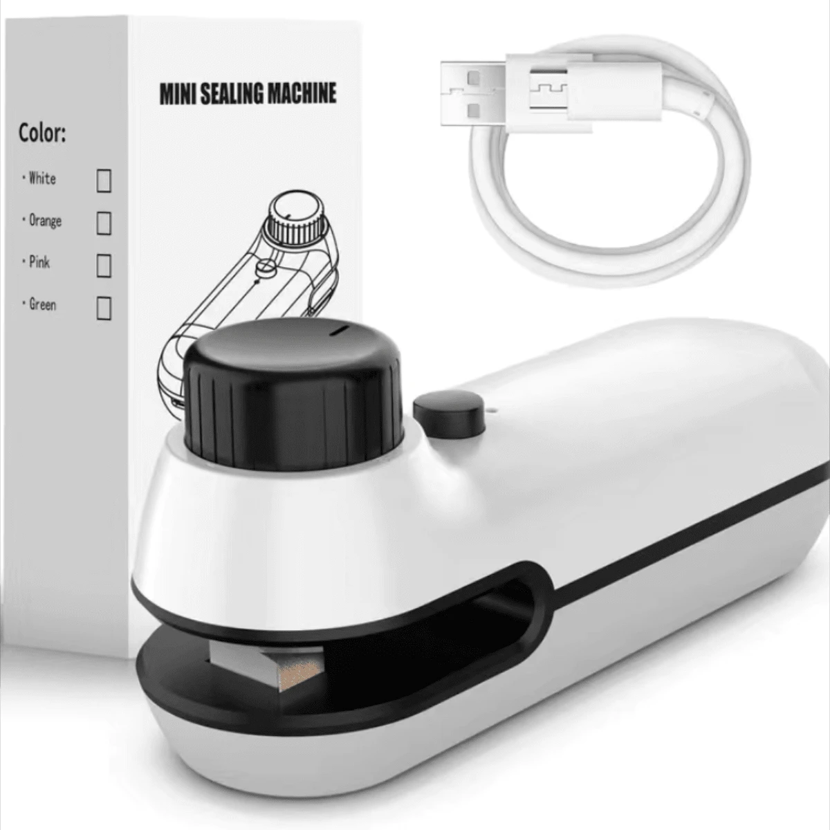 包封口機,三合一封口機適用於零食,可充電手持塑膠包,真空壓縮袋封口機便攜,保持餐飲薯片餅乾清新香調 - 白色 - 查看 1