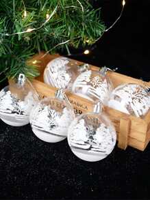 6 件 6 厘米透明雪圣诞球吊坠圣诞树装饰透明小饰品挂饰圣诞节圣诞节 - 查看 5