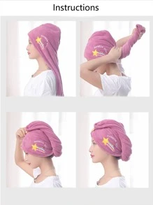 1 件速干超强吸水厚发干燥帽、返校、旅行度假必需品、女士发饰、头发、理发、美发工具、美发产品、护发、旅行、美发用品、美发设备、配件、理发店 - 粉色 - 查看 4