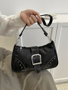 2023 New Arrival Stylish Rivet Underarm Bag With Uncommon Design - Black - View 2