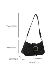 2023 New Arrival Stylish Rivet Underarm Bag With Uncommon Design - Black - View 7