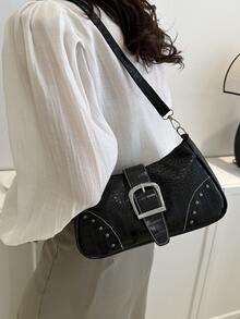 2023 New Arrival Stylish Rivet Underarm Bag With Uncommon Design - Black - View 4