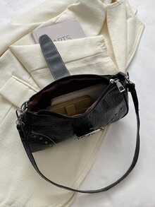 2023 New Arrival Stylish Rivet Underarm Bag With Uncommon Design - Black - View 8