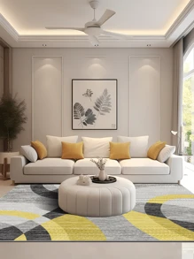 Modern Home Carpet With Nordic Style Geometric Pattern, Soft & Washable, Suitable For Living Room, Bedroom, Office - Multicolor - View 1