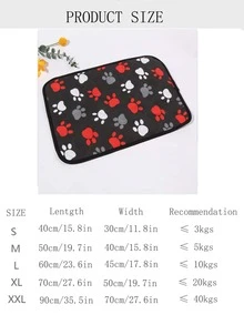 1pc Paw Print Pet Crate Mat - Black - View 4
