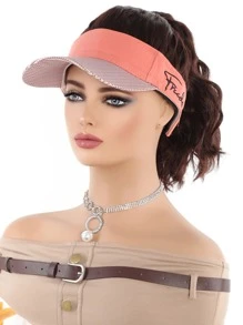 Synthetic Brown Natural Curly Hair Ponytail Extension Wig Straight Travel Beach Shade Pink Baseball Cap All-In-One Easy To Wear Hat Wig - Dark Brown - View 3