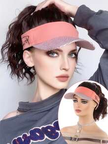 Synthetic Brown Natural Curly Hair Ponytail Extension Wig Straight Travel Beach Shade Pink Baseball Cap All-In-One Easy To Wear Hat Wig - Dark Brown - View 1