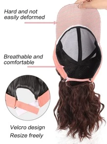 Synthetic Brown Natural Curly Hair Ponytail Extension Wig Straight Travel Beach Shade Pink Baseball Cap All-In-One Easy To Wear Hat Wig - Dark Brown - View 5