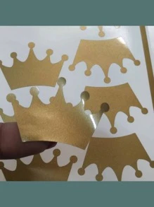 50 coronas, etiquetas forma de corona, stickers de vinil,  5 cm - Dorado - Ver 2