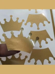 50 coronas, etiquetas forma de corona, stickers de vinil,  5 cm - Dorado - Ver 1