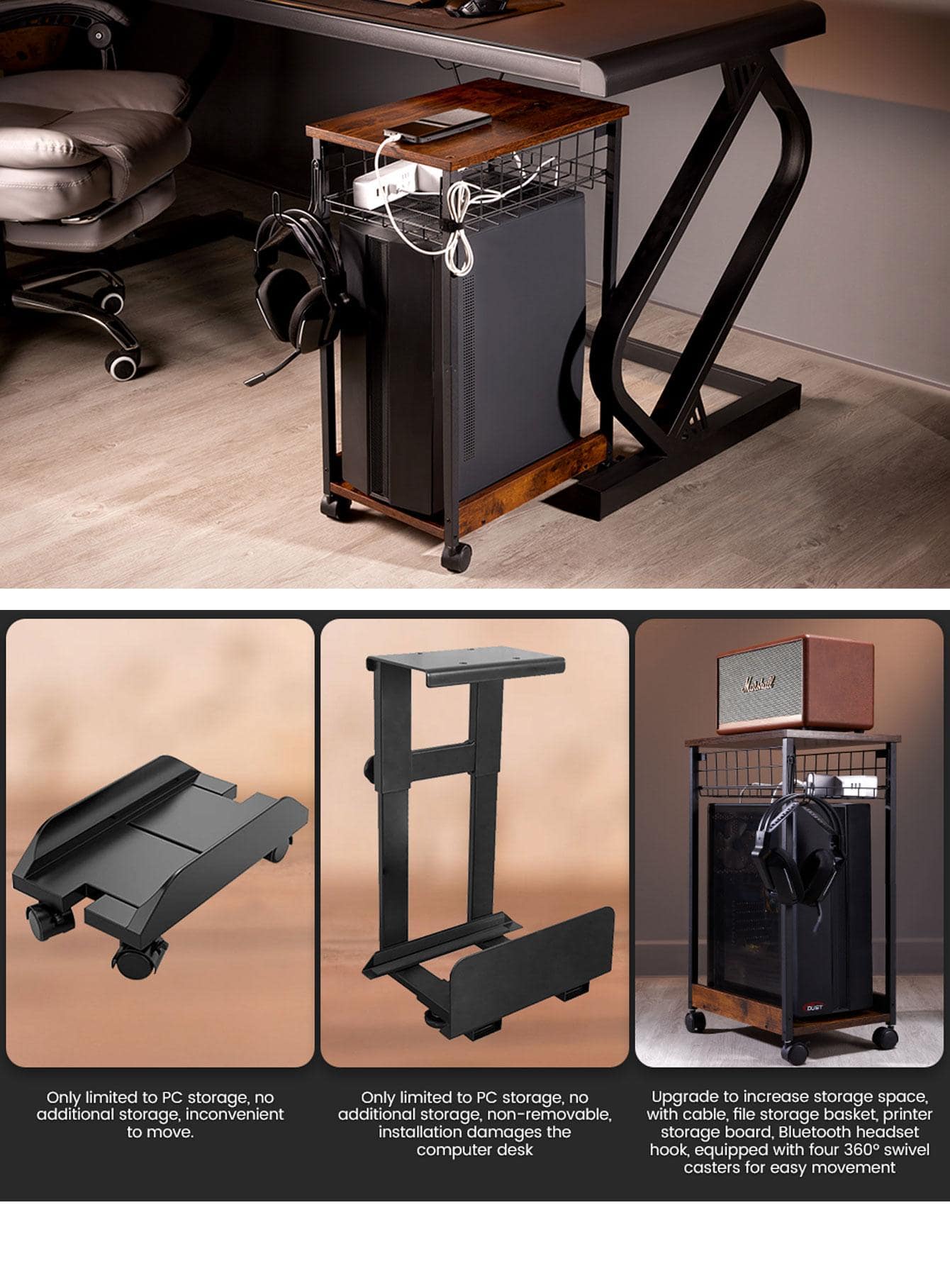 Computer Tower Stand,pc Stand,Tower Stand,PC Stand for Under Desk,Black