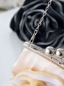 Flower Shaped Fashionable Clutch Bag - Black - View 3