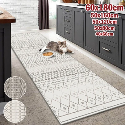 Soft Retro Distressed Long Bedside Rug Bedroom Corridor Carpet Floor Pad Mat Doormat Aesthetic Home Room Decor 40x60/50x80/50x120/50x160/60x180cm