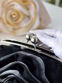 Flower Shaped Fashionable Clutch Bag - Black - View 4