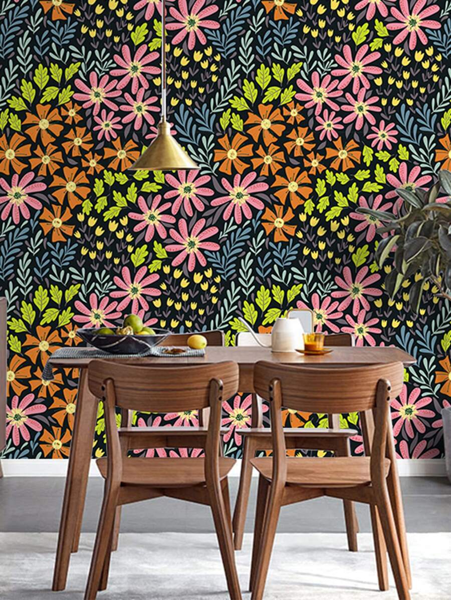 1PC Họa Tiết Hoa Giấy Dán Tường Tự Dính, PVC Trang Trí Nhà Decal Dán Tường - Nhiều màu - Xem 1