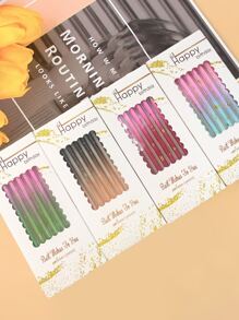 6pcs Pink And Blue Ombre Ink Drip Gold Plating Spiral Candles For Kid's Birthday Party Cake Decoration Back To School Valentine Day - Baby Blue - View 4