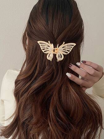 1入組華麗蝴蝶形狀髮爪帶水鑽