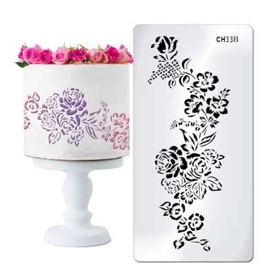 1pc Cake Stencil Template Cake Decoration Mold Flowers Shape for Wedding Birthday Party Baking Confectionery Utensils Cake Cookie Fondant Buttercream Floral Border Stencil Crafts Walls Painting Wrapping Scrapbooking Drawing Stencil CH338
