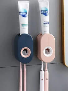 Paste Automatic Toothpaste Squeezer Set - Household Wall Mount - Dental Shelf - Suction Wall Toothpaste Squeezer Home Bathroom Decor Summer - Multicolor - View 2
