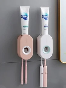 Paste Automatic Toothpaste Squeezer Set - Household Wall Mount - Dental Shelf - Suction Wall Toothpaste Squeezer Home Bathroom Decor Summer - Multicolor - View 5