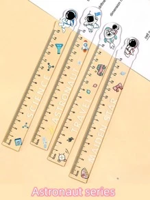 4pcs Cartoon Astronaut Design Ruler For Learning Back To School