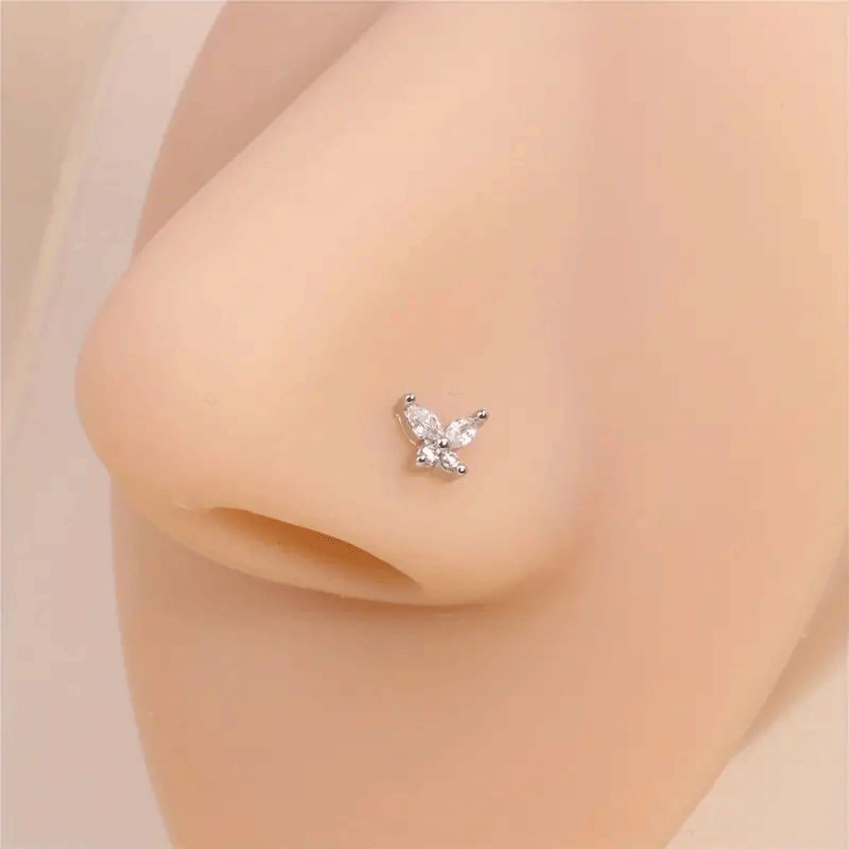 L Shaped Nose Studs Butterfly Screw Nose Rings Stud For Women Men Nose Piercing