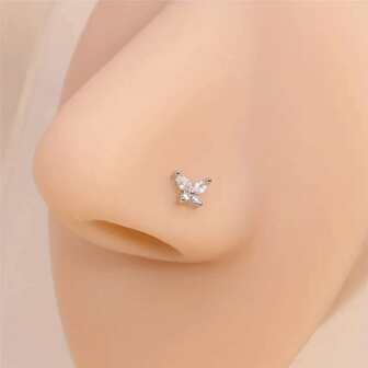 Utnsnyy L Shaped Nose Studs Butterfly Screw Nose Rings Stud For Women Men Nose Piercing