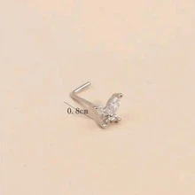 Utnsnyy Studs De Nez En Forme De L, Vis En Forme De Papillon Anneaux De Nez Pour Percer Le Nez Pour Les Femmes Et Les Hommes - Argent - Voir 2